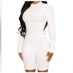 Naked Wardrobe White Long Sleeve Bodysuit